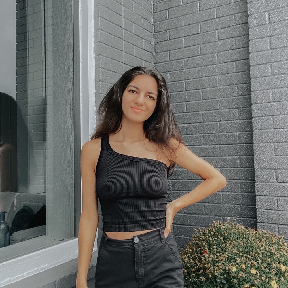 One Shoulder Ribbed Black Crop Top